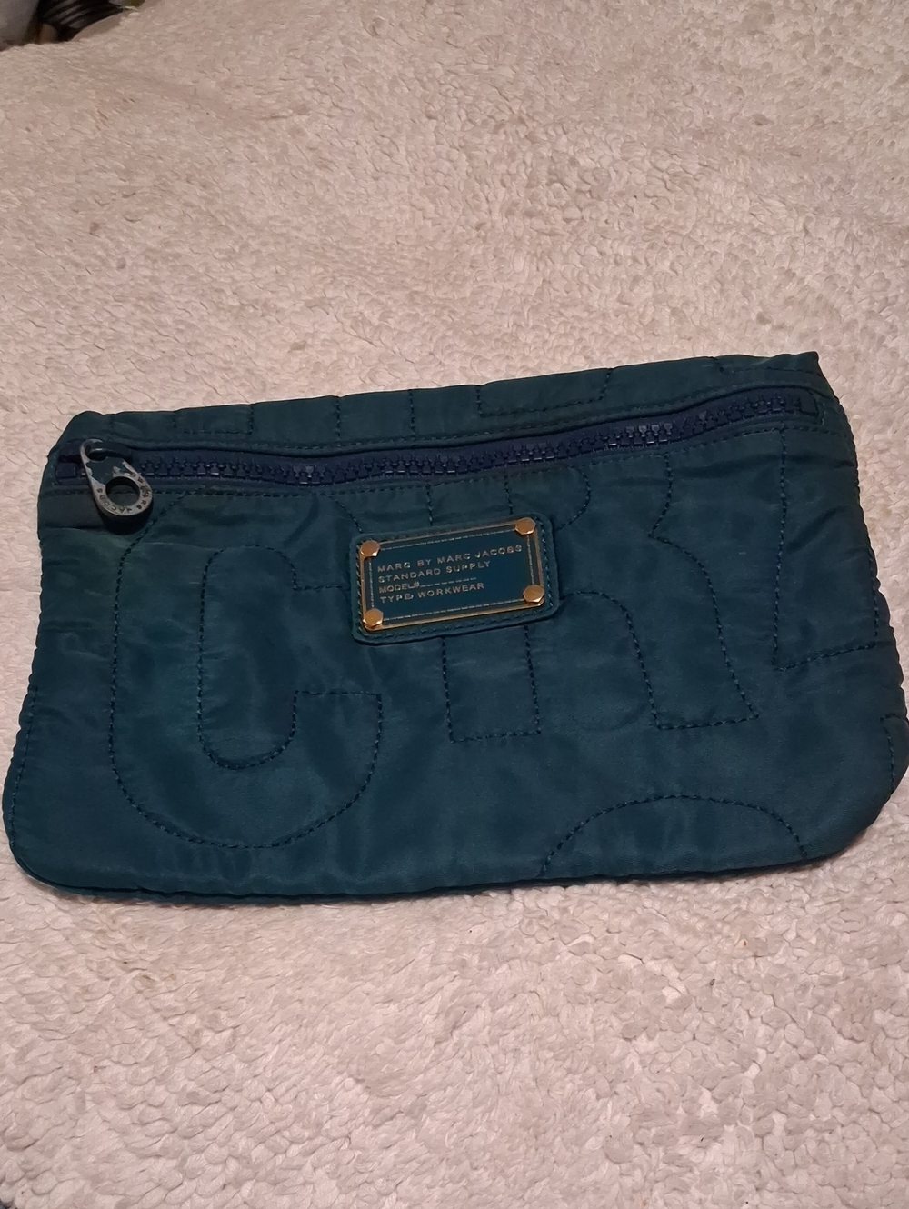 Marc by Marc Jacobs Teal Quilted Cosmetic Pouch